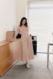 Đầm midi xoắn ngực - Beige - D0701