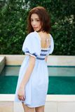 Đầm babydoll chạy smocking - Xanh biển - D0707