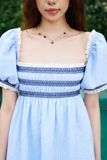 Đầm babydoll chạy smocking - Xanh biển - D0707