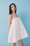 Đầm ngắn chạy trang trí cài nơ - Trắng - D0708