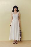 Đầm maxi chạy smocking - Trắng kem - D0711