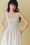 Đầm maxi chạy smocking - Trắng kem - D0711