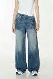 Quần Jeans wash cạp lỡ - Xanh Dương Đậm - Q0367