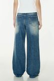 Quần Jeans wash cạp lỡ - Xanh Dương Đậm - Q0367