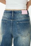 Quần Jeans wash cạp lỡ - Xanh Dương Đậm - Q0367