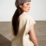 Áo gilet cộc tay phối màu - Beige - T0837