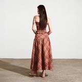 Chân váy midi kẻ ô - Đỏ - S0195