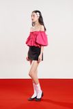 Áo kiểu tay phồng chạy thun - Hồng sen - T0866
