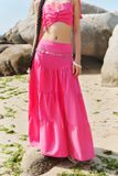 Chân váy maxi rút nhún 3 tầng - Hồng - S0206