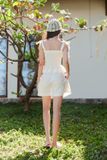 Quần short lưng cao vải linen - Trắng - Q0342
