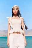 Áo 2 dây chạy smocking phối ren - Trắng - T0882
