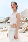 Áo kiểu nhún ngực viền ren - Trắng - T0883