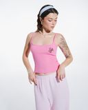 Áo hai dây thêu nổi - Hồng Sen - T0912