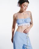 Áo bra phối bèo kèm buộc tóc - Xanh biển - T0913