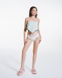 Áo ống đính cườm vạt xéo - Xanh - T0927