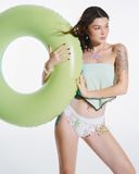 Áo ống đính cườm vạt xéo - Xanh - T0927