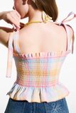 Áo kiểu cột nơ chạy smocked - Hồng - T0936