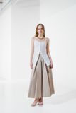 Chân váy midi dập ly - Nâu - S0222