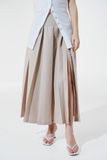 Chân váy midi dập ly - Nâu - S0222