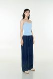 Áo hai dây vải thun đính nơ - Xanh biển - T0958