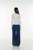 Áo hai dây vải thun đính nơ - Xanh biển - T0958