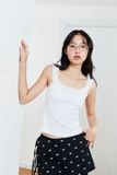 Áo dây phối ren - Trắng - T0961