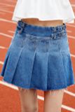 Chân váy Jeans dập ly - Xanh Dương Đậm - S0226