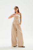 Áo ống phối vải - Beige - T1000