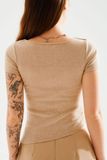 Áo cổ vuông ngắn tay - Beige - T1006