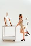 Váy mini xếp ly - Beige - S0248