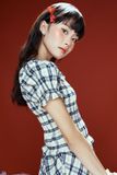 Áo kiểu smocking kẻ ô - Xanh đen - T1027