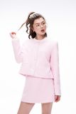 Chân váy tweed chữ A - Hồng nhạt - S0255