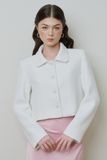 Áo blazer vải tweed dáng lửng - Trắng - T1045