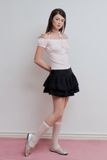 Chân váy bí hai tầng - Đen - S0263