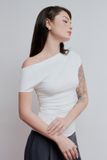 Áo thun tay ngắn lệch vai - Trắng - T1052
