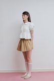 Chân váy ngắn phối vải rút nhún - Nâu - S0264