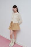 Chân váy ngắn phối vải rút nhún - Nâu - S0264