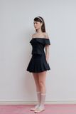 Chân váy ngắn phối vải xếp ly - Đen - S0265
