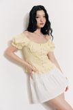 Áo diễu ly tay phồng - Vàng - T1076