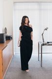 Quần dài ống suông xếp ly - Đen - Q0387