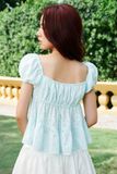 Áo nhún ngực dáng xoè - Xanh ngọc - T1093