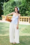 Quần ống suông lưng thun - Trắng - Q0392