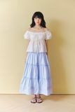 Chân váy Midi nhún tầng - Xanh biển - S0285