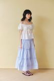 Chân váy Midi nhún tầng - Xanh biển - S0285