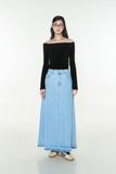 Chân váy jeans dài cắt gấu - Xanh nhạt - S0163