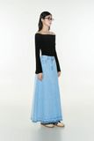 Chân váy jeans dài cắt gấu - Xanh nhạt - S0163