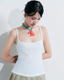 Áo 2 dây căn bản phối đăng ten - Trắng - T0937