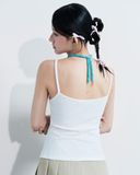 Áo 2 dây căn bản phối đăng ten - Trắng - T0937