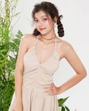  Đầm midi rút nhún - Beige - D0532 