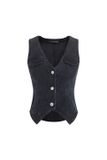 Áo gile denim có túi - T0745